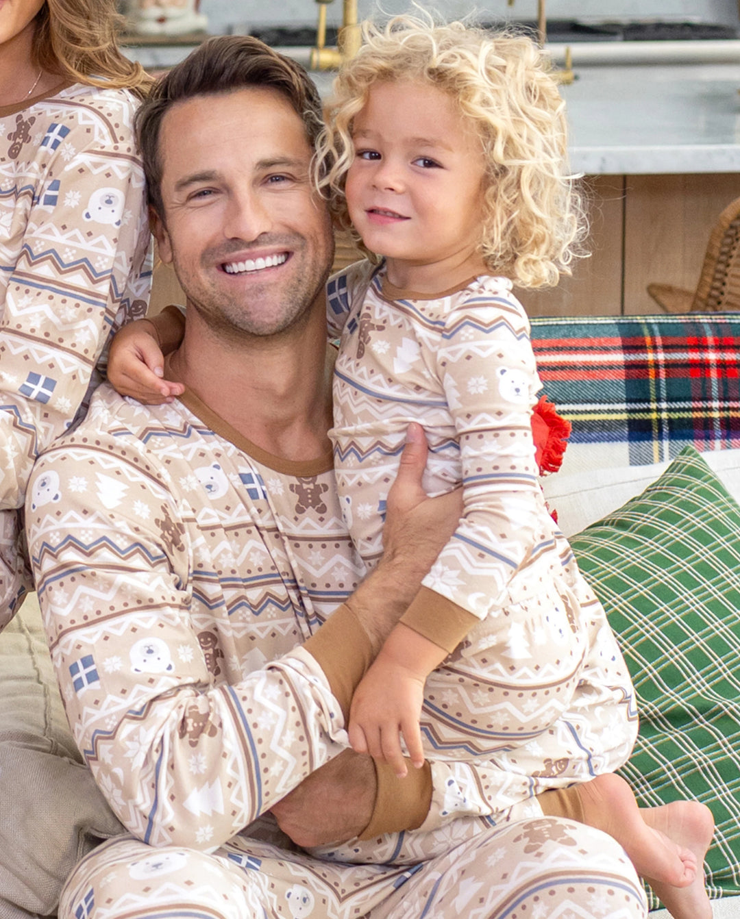 Christmas Matching Family Pajamas Cotton Fair Isle Print Khaki