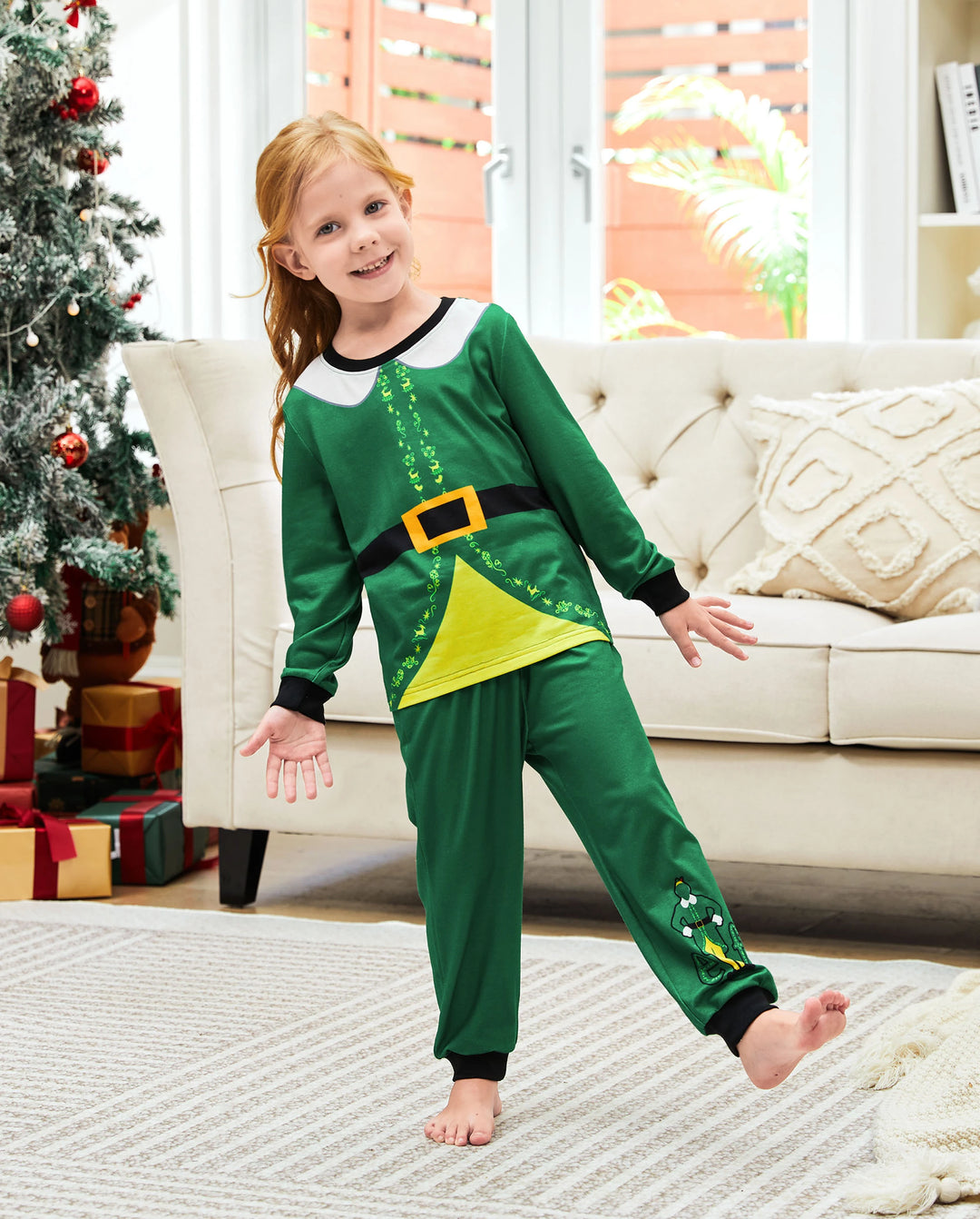 ELF Pyjamas für die Familie passend - Weihnachten PJ Sets (schwer entflammbar) grün