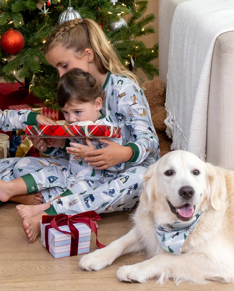 Christmas Matching Family Pajamas Xmas Village Print Green