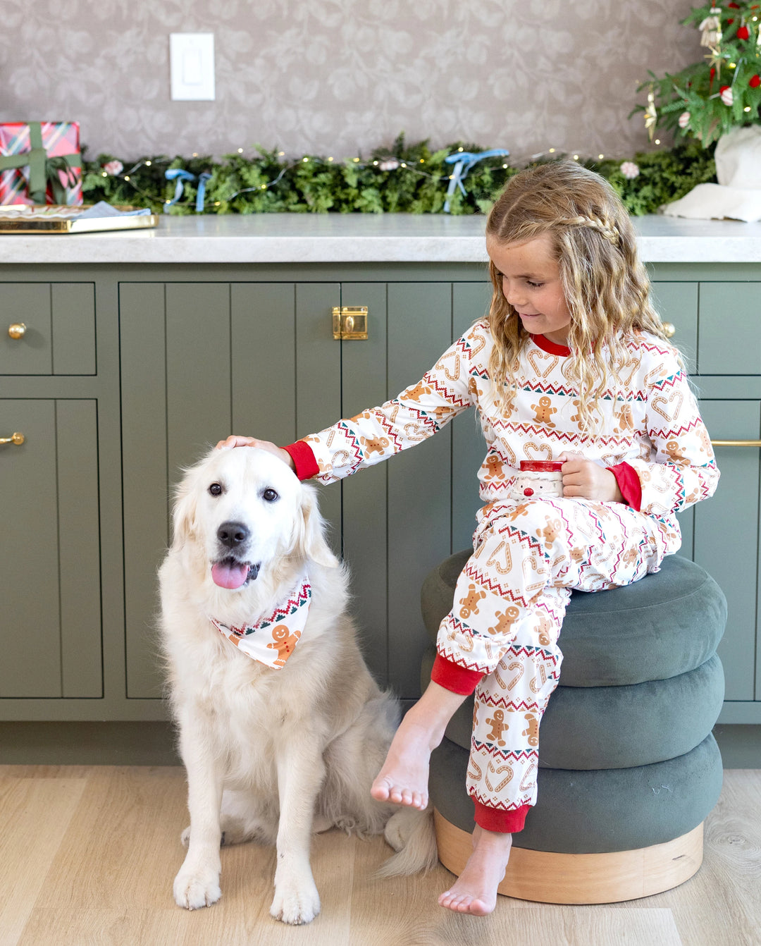 Christmas Matching Family Pajamas Fair Isle & Gingerbread Print