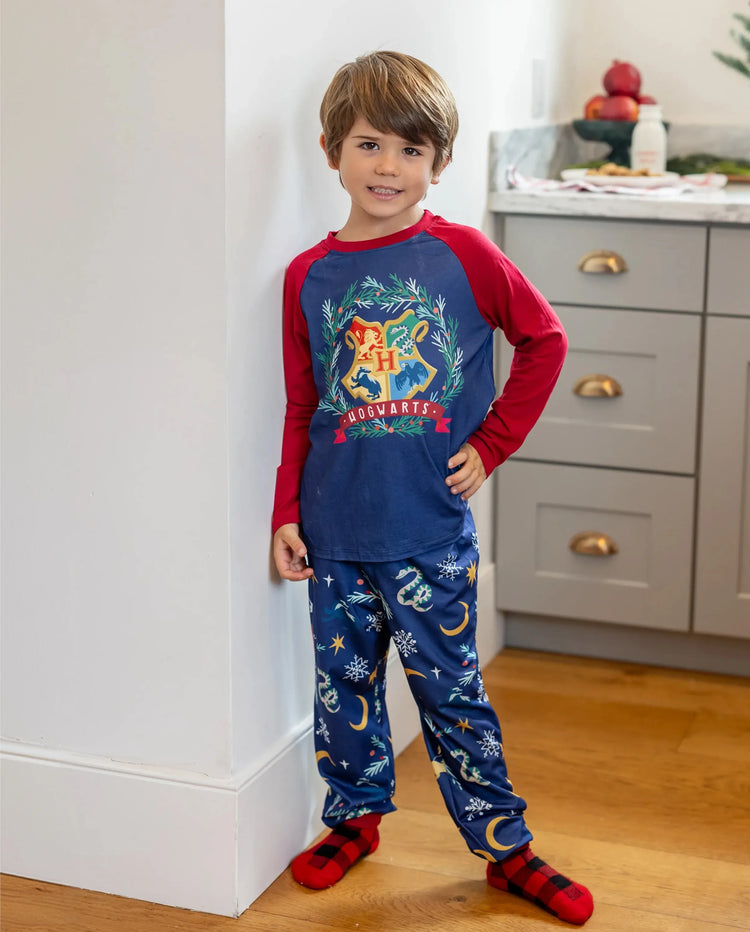 Harry Potter Christmas Family Matching Hogwarts Print Pajamas Sets with Christmas Socks