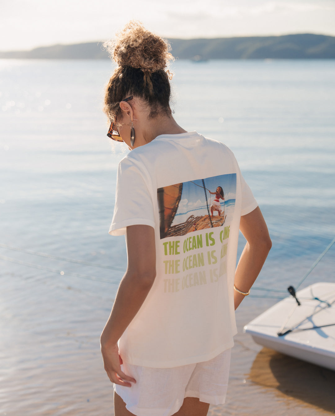 Disney Princess Moana Family Matching "The Ocean Is Calling" Graphic T-Shirts for Vacation & Everyday Fun White