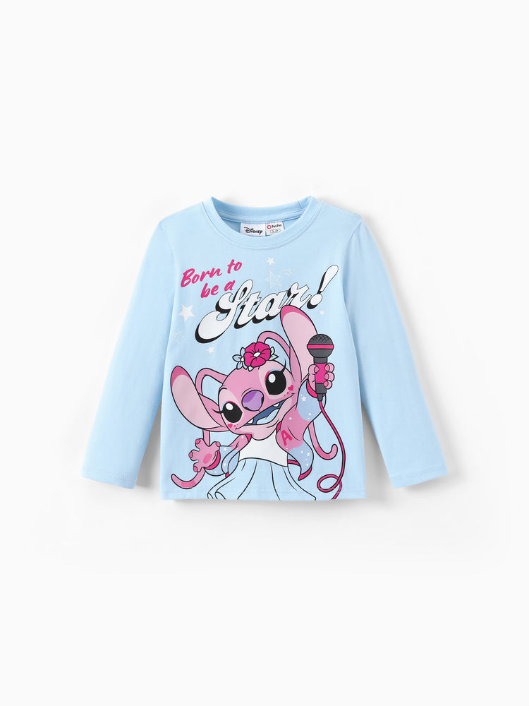 Disney Stitch Angel Girls' Long-Sleeve Two-Piece Set Black and Blue