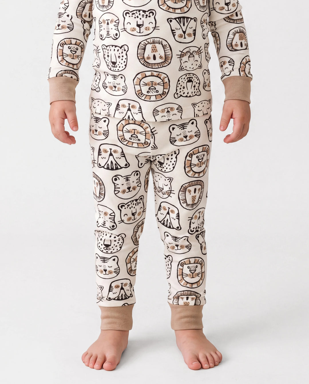 Weihnachten / Halloween Pyjama 2-teiliges Bambus-Pyjama-Set mit kindlichem Druck für Baby / Kleinkind (eng anliegend) khaki