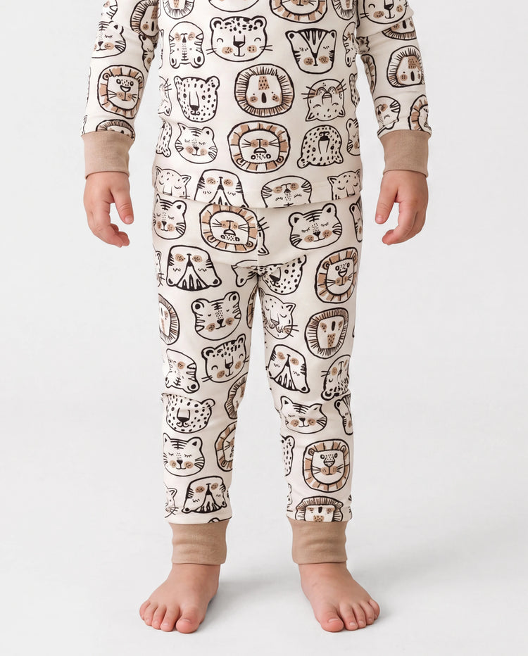 Weihnachten / Halloween Pyjama 2-teiliges Bambus-Pyjama-Set mit kindlichem Druck für Baby / Kleinkind (eng anliegend) khaki