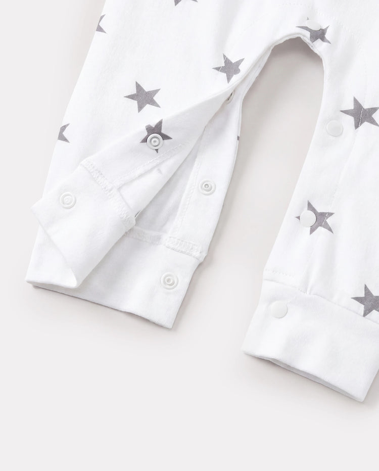 Combinaison bébé garçon/fille 95 % coton à manches longues, imprimé cœur, lettres, étoiles et rayures, blanche