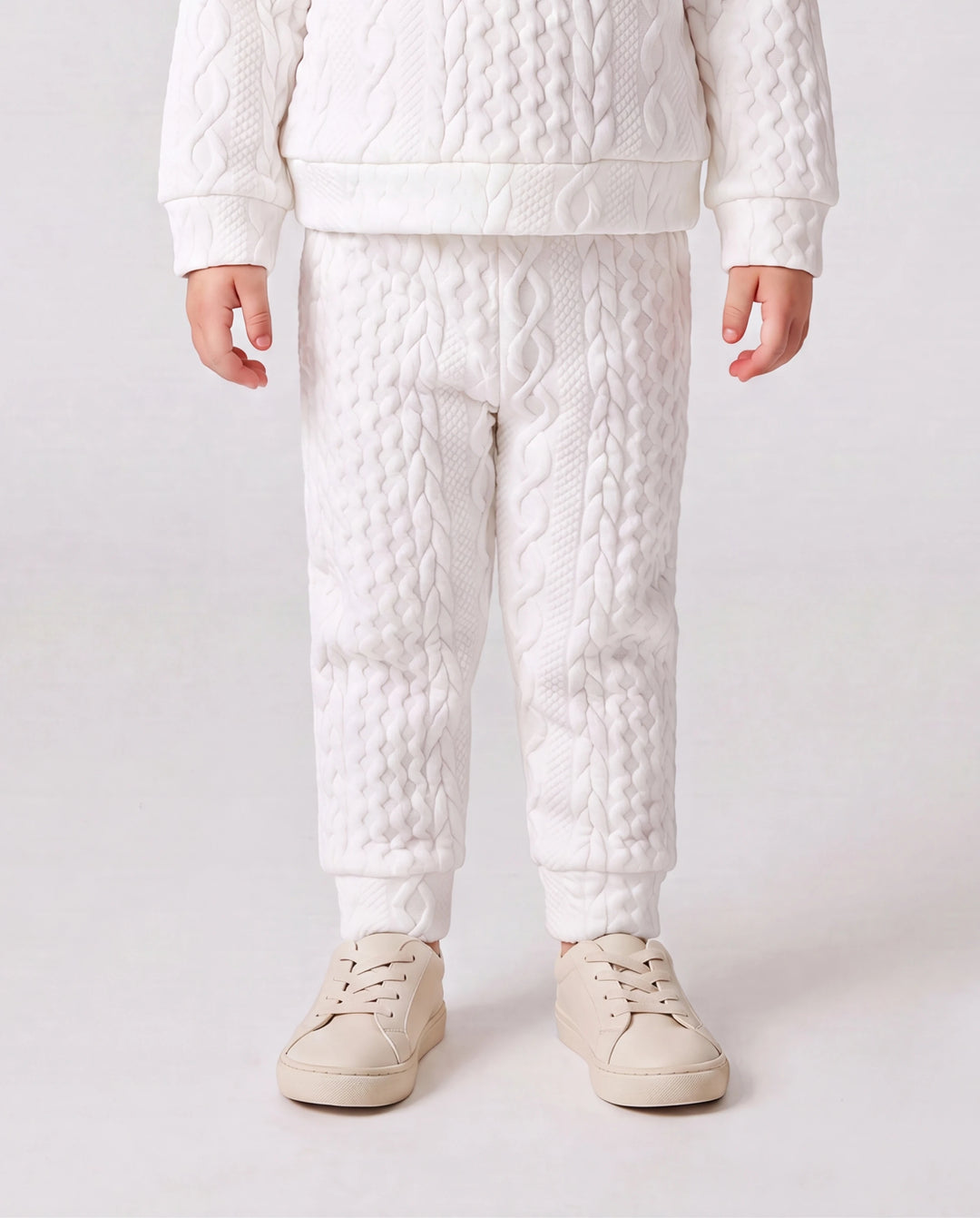 Baby Boy/Girl Clothes 2pcs Solid Knitted Sweatshirt and Pants Set White