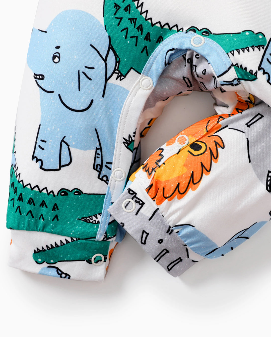 Baby Boy Kindlicher Löwe Knopf Langarm Overall Mehrfarbig