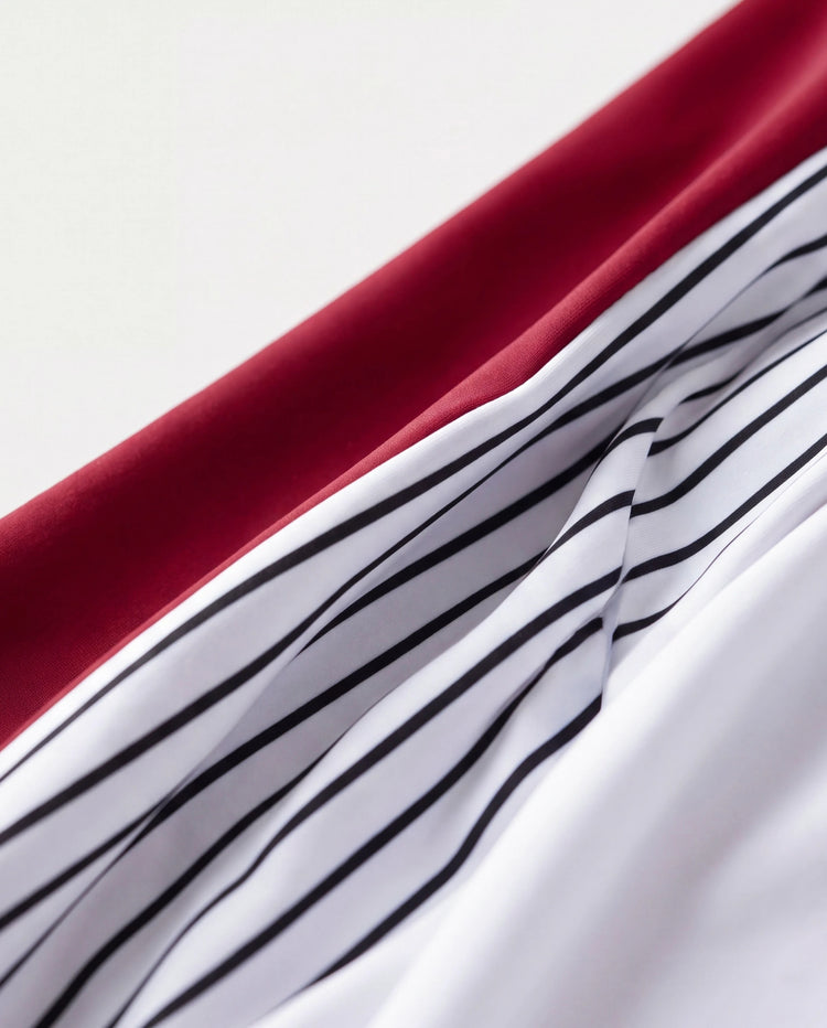 Kleinkind Jungen Badeanzug Rote gestreifte Colorblock Badehose Passende Strandoutfits für Sommer, Kreuzfahrt, Urlaub Rot