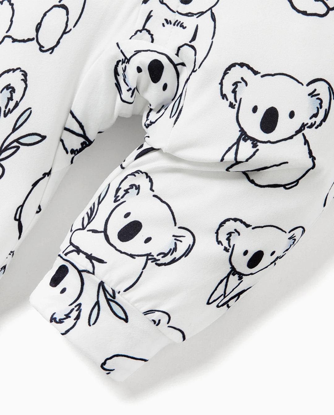 Combinaison bébé garçon à manches longues et boutons motif panda blanc