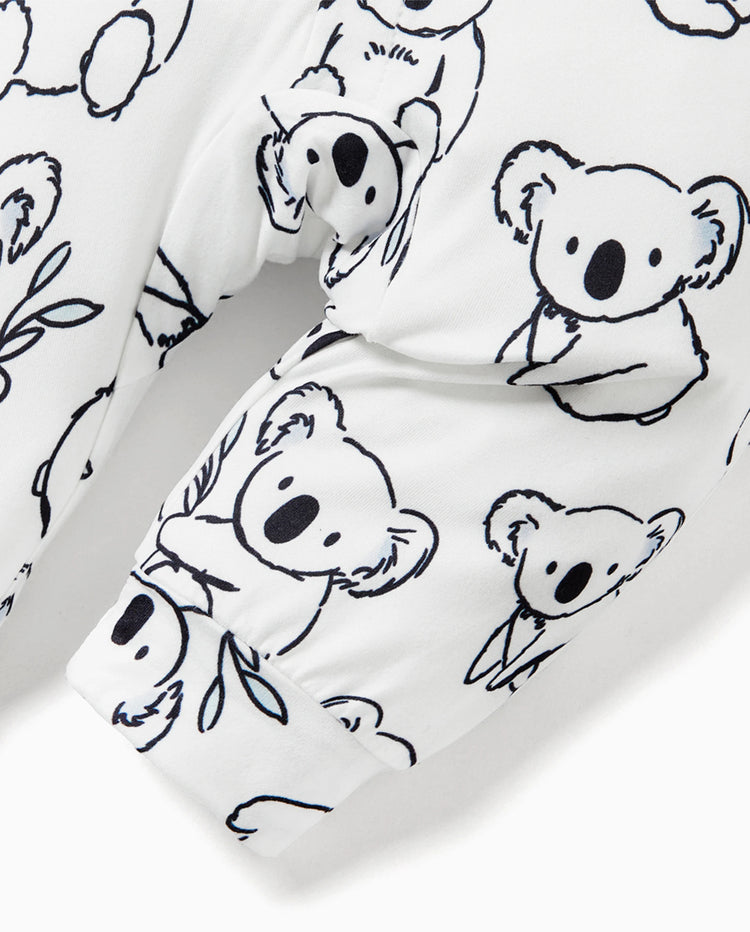 Combinaison bébé garçon à manches longues et boutons motif panda blanc