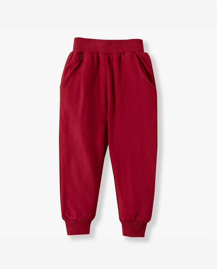 Pantalon décontracté à poches unies pour bébé/enfant en bas âge, rouge