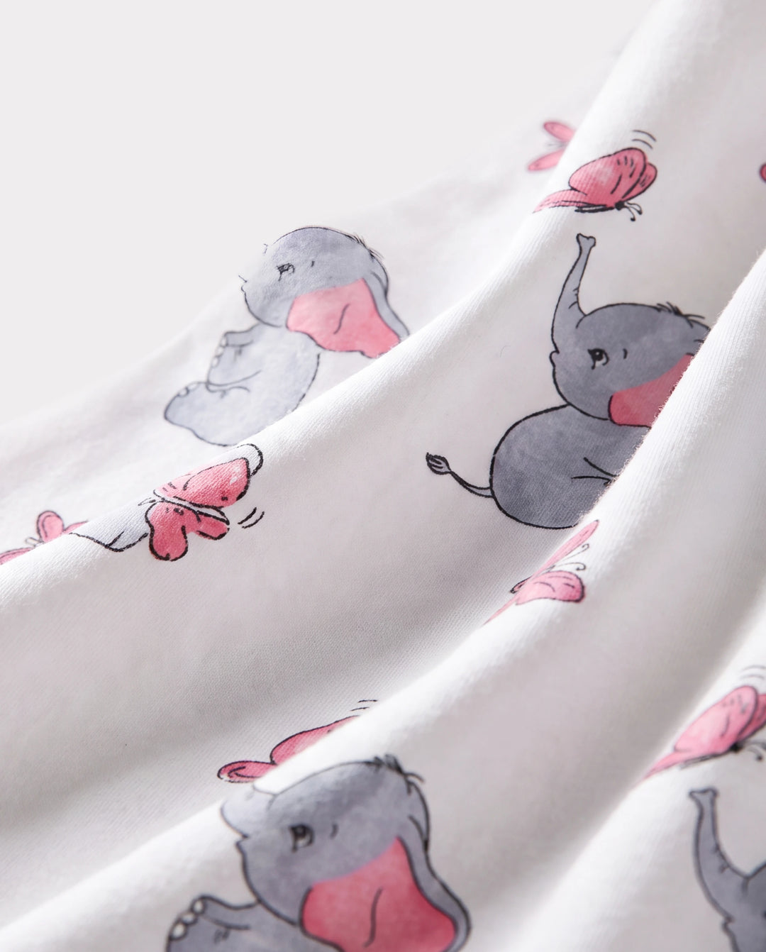 Conjunto de 2 piezas de cárdigan rosa y vestido con estampado de elefante para niña pequeña.