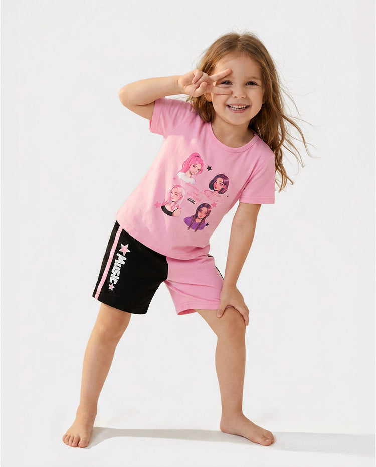 NEON Pop – Ensemble top et short pour petite fille, couleur rose