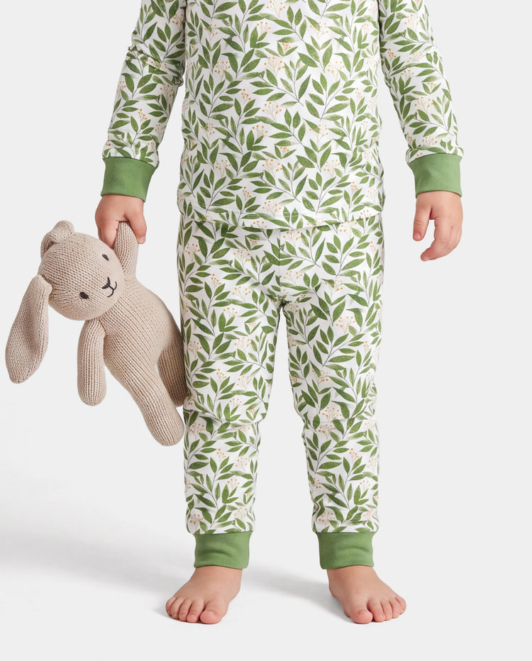 Weihnachten / Halloween Pyjama 2-teiliges Bambus-Pyjama-Set mit kindlichem Druck für Baby / Kleinkind (eng anliegend) grün