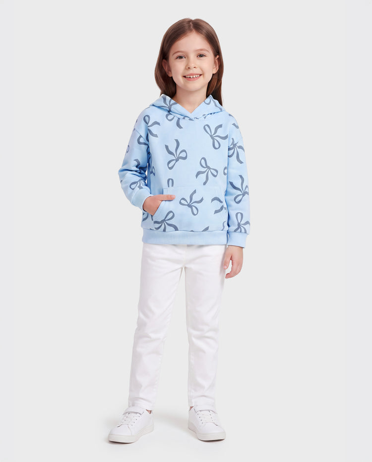 Mommy and Me Bow Print Hoodies Blue Blue