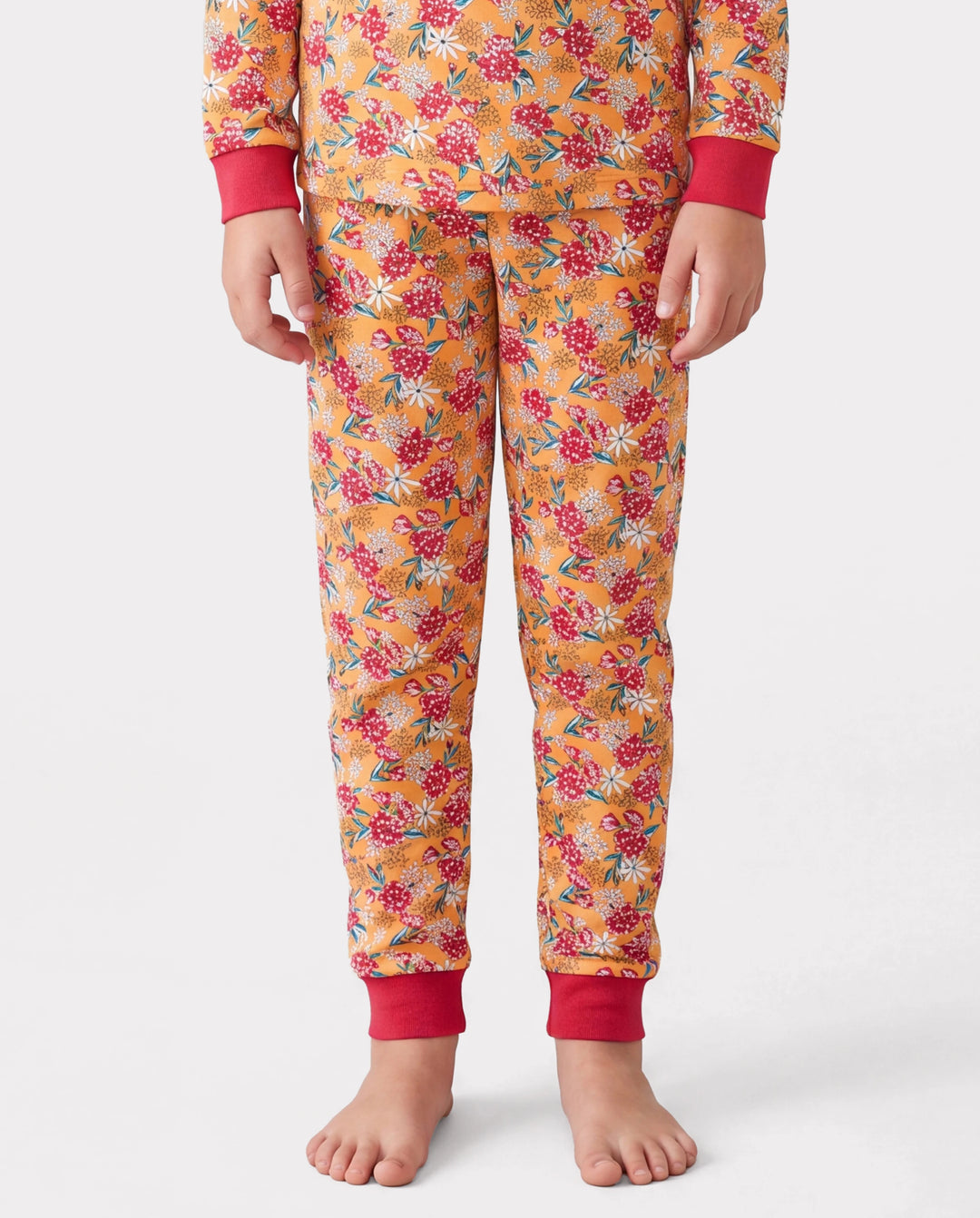Christmas / Halloween Pajama 2-Piece Upgraded Thick Bamboo Pajama Set With Childlike Print for Toddler / Kids Girl (Snug-Fitting) Orange