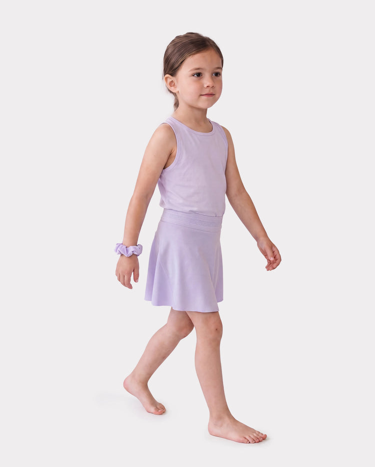 Falda pantalón de tenis 2 en 1 deportiva PatPat Rapidair para niña con pantalones cortos de viscosa de bambú y bolsillo en morado claro
