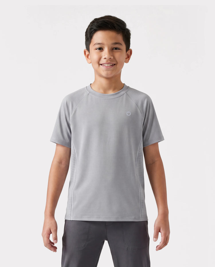 PatPat Rapidair activewear Kids Boy/Girl Athletic Quick-Dry & Instant-Cooling UPF 100+ Rash Guard T-Shirt Grey