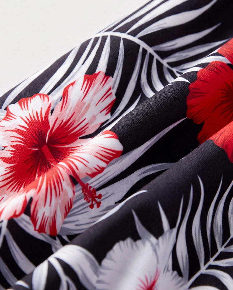 Maman et moi Maillot de bain deux-pièces dos-nu imprimé floral tropical Noir
