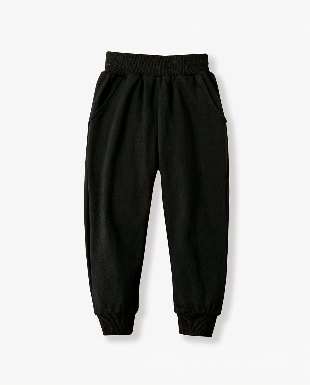 Pantalones casuales con bolsillos sólidos para bebé/niño pequeño, color negro