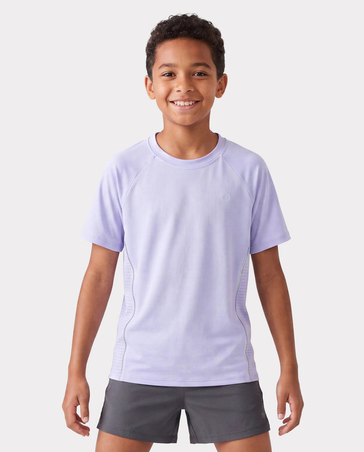 PatPat Rapidair activewear Kids Boy/Girl Athletic Quick-Dry & Instant-Cooling UPF 100+ Rash Guard T-Shirt Light Purple