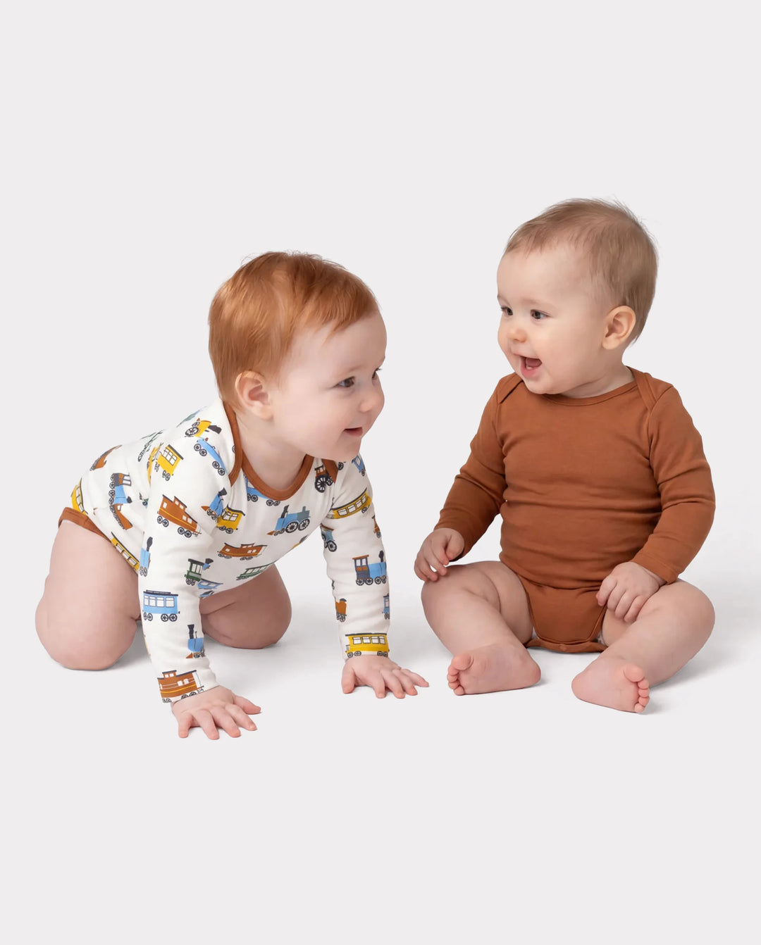 2-teiliges Bambus Baby Bodysuit-Set mit Blumenmuster – Langarm-Strampler für Baby Mädchen & Neugeborene in Braun