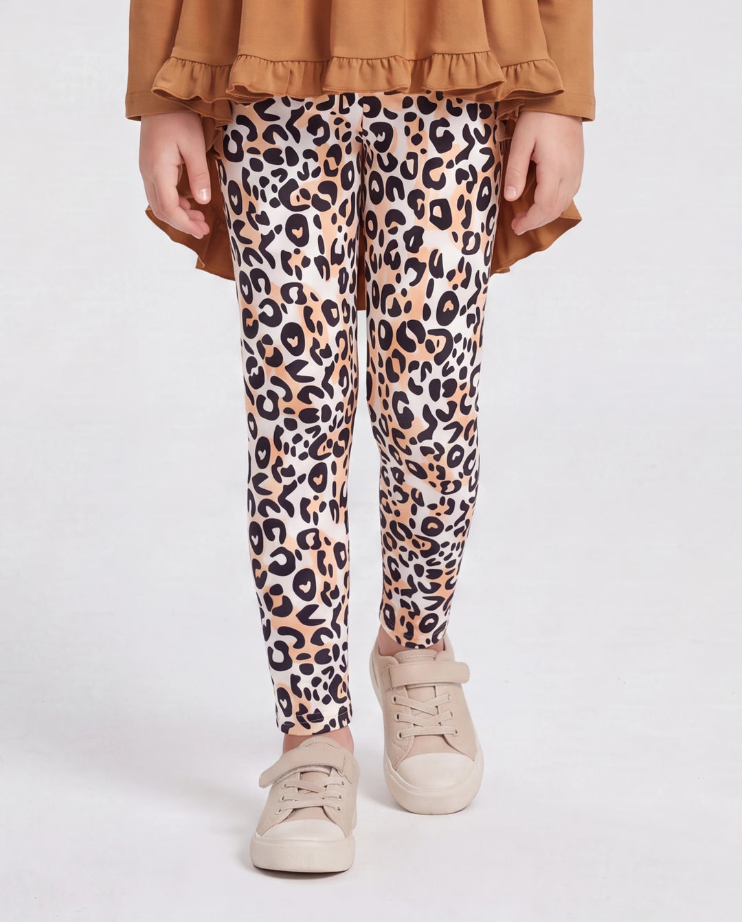 2-piece Kid Girl Bowknot Ruffled Long-sleeves Tee and Flower Allover Print Pants Brown
