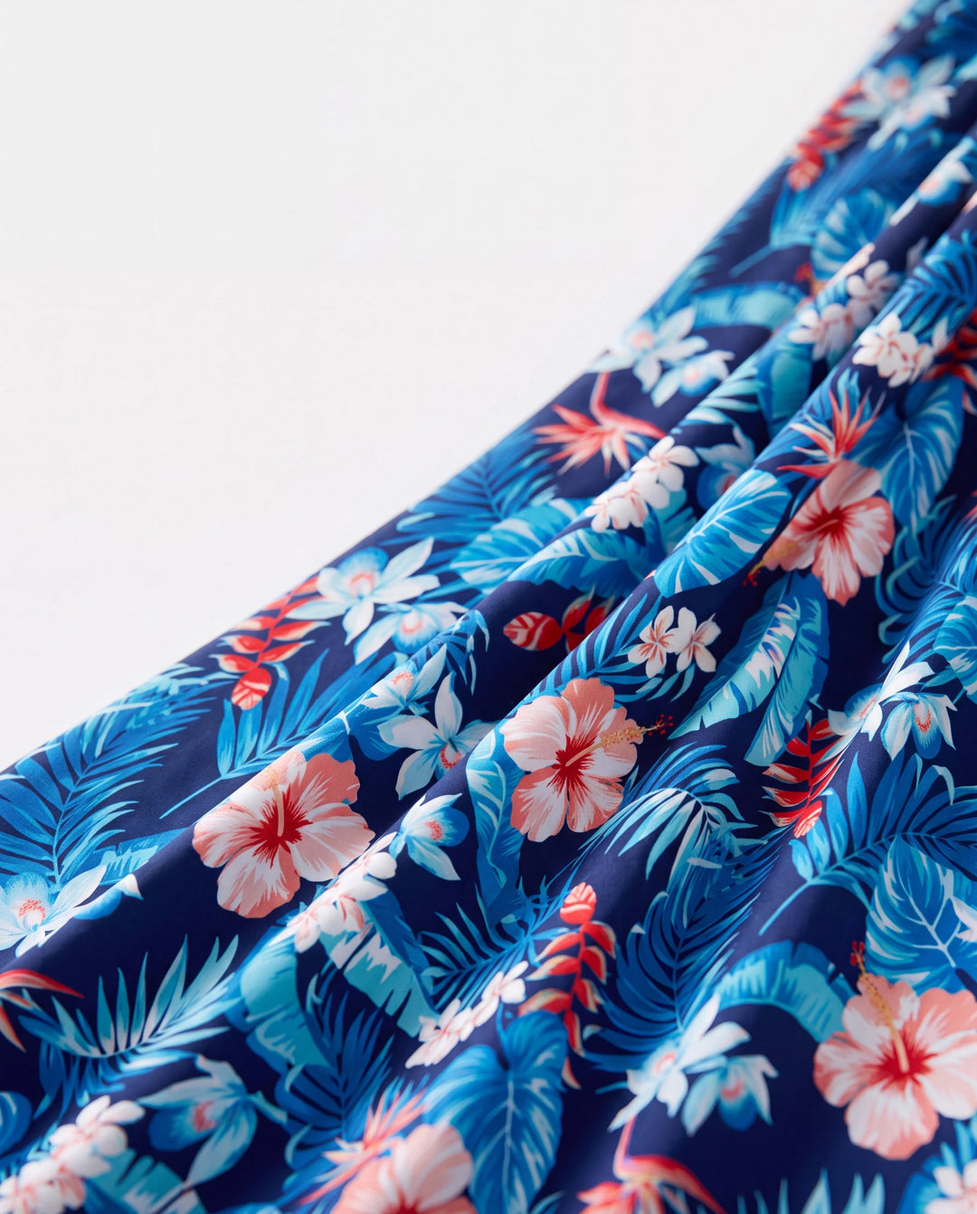 Daddy & Son Vacation Set Tropical Floral Print Shirt or Halter Dresses for Dad, Mom, Kids & Baby, Perfect for Summer Holidays & Family Photos Deep Blue