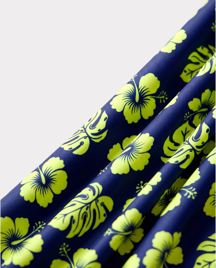 Bañadores tropicales con flores para niña pequeña Bikini halter azul profundo