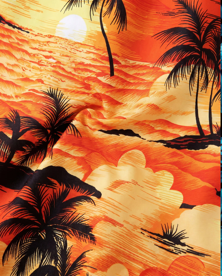 Conjuntos de baño tropical hawaiano de Papá y Hijo Ropa de baño naranja