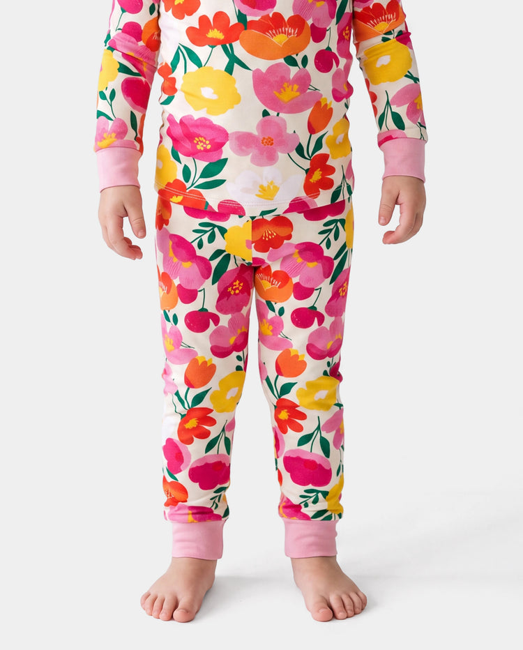 Weihnachten / Halloween Pyjama 2-teiliges Bambus-Pyjama-Set mit kindlichem Druck für Baby / Kleinkind (eng anliegend) rosa