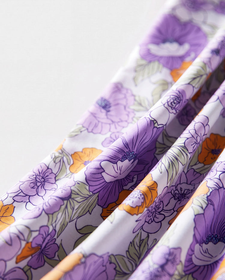 Daddy & Daughter Floral Print Swimsuits Ruffled One-Piece Bathing Suit & Swim Trunks Set Purple