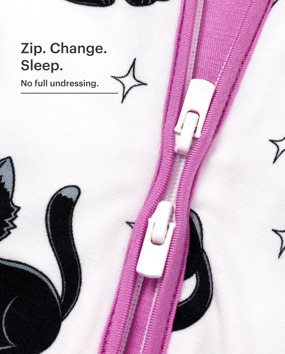 Pijamas de bambú para bebé niño/niña con estampado de dibujos animados y cremallera bidireccional Antideslizante de manga larga con pies Rosa púrpura