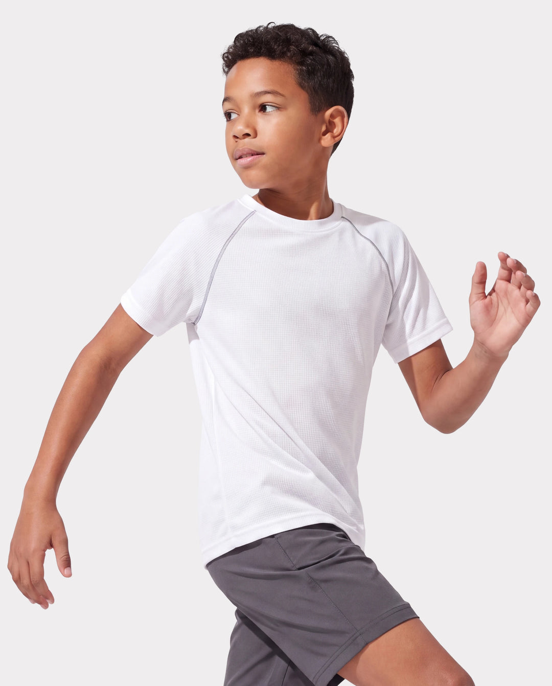 PatPat Lightflow Activewear Kid Boy Athletic Breathable Air-Grid Ultra Lightweight Short Sleeve T-Shirt White