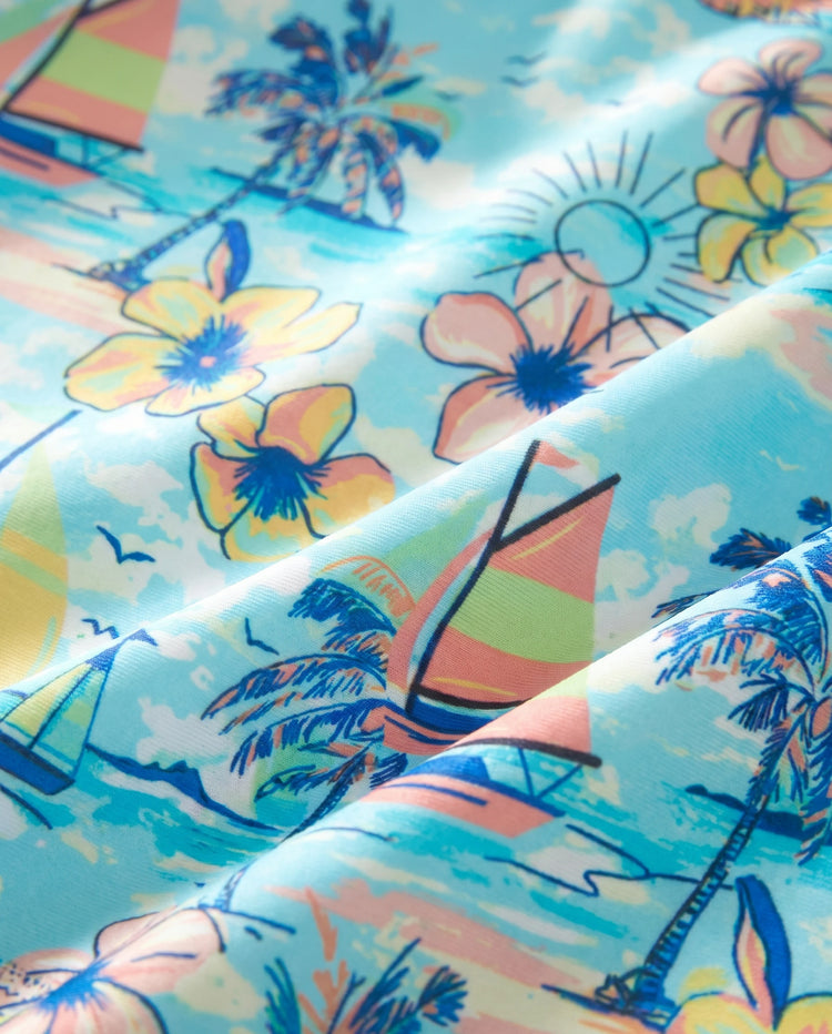 Maillots de bain Papa & Fille Imprimé tropical, Maillot deux pièces fille pour vacances d'été à la plage Bleu clair