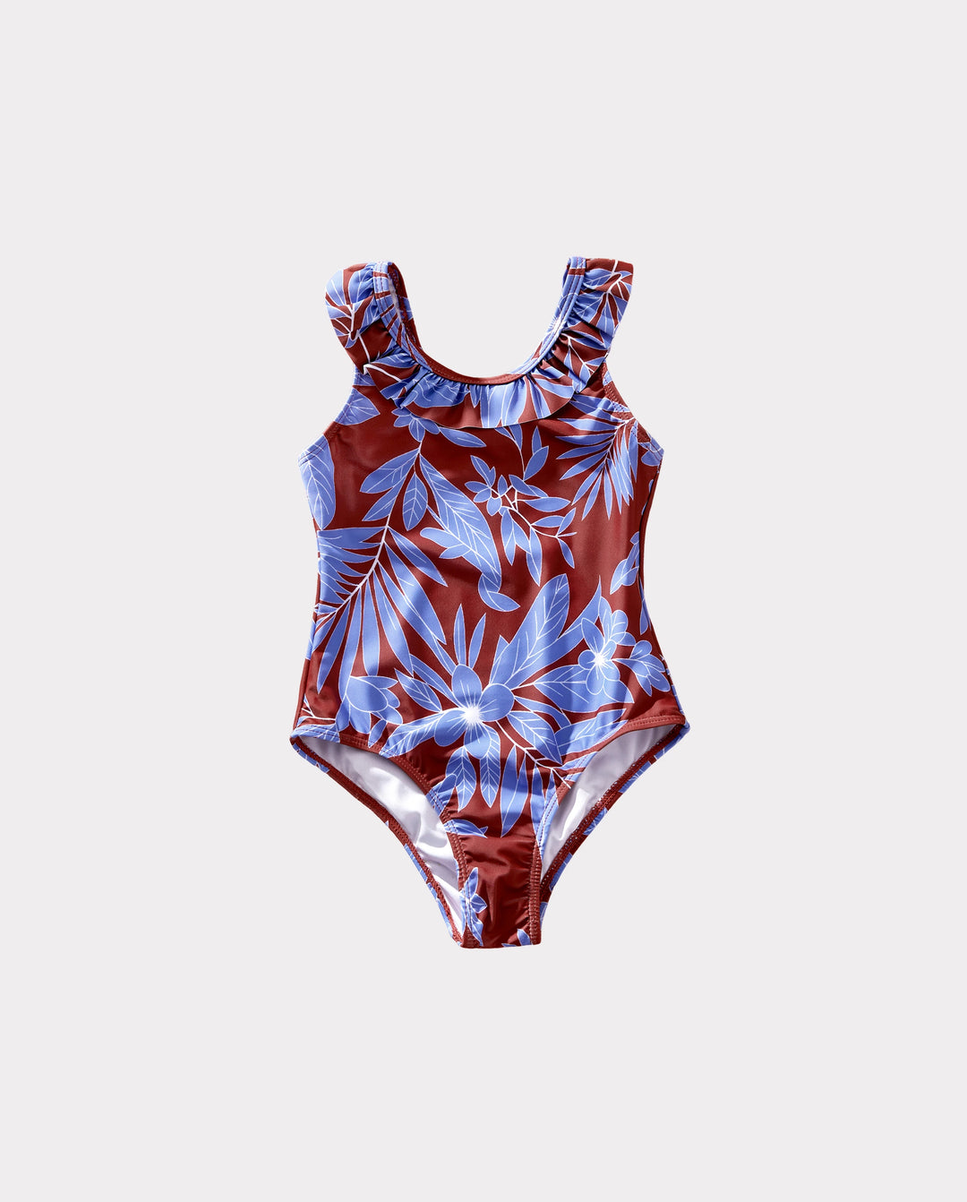 Toddler Girl Tropical Leaf Print Swimsuits Cutout One-Piece Blue