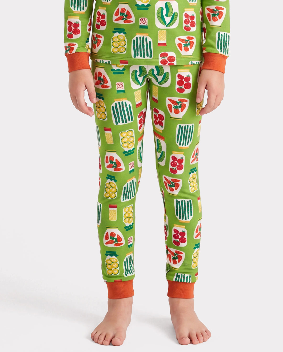Pyjama de Noël/Halloween 2 pièces en bambou épais de qualité supérieure avec imprimé enfantin pour petite fille (coupe ajustée) vert