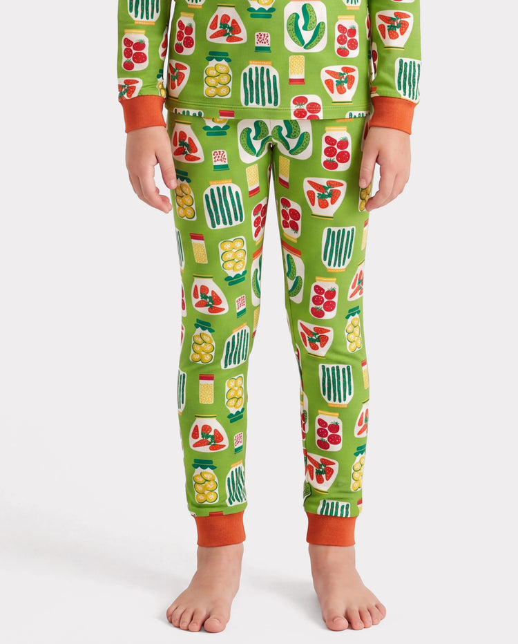 Pyjama de Noël/Halloween 2 pièces en bambou épais de qualité supérieure avec imprimé enfantin pour petite fille (coupe ajustée) vert
