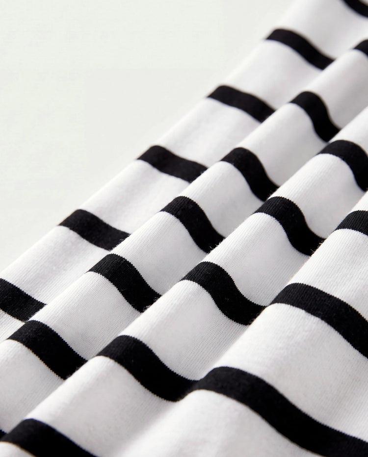 Ensemble coton t-shirt rayé noir et blanc Papa & Fils Noir+Blanc