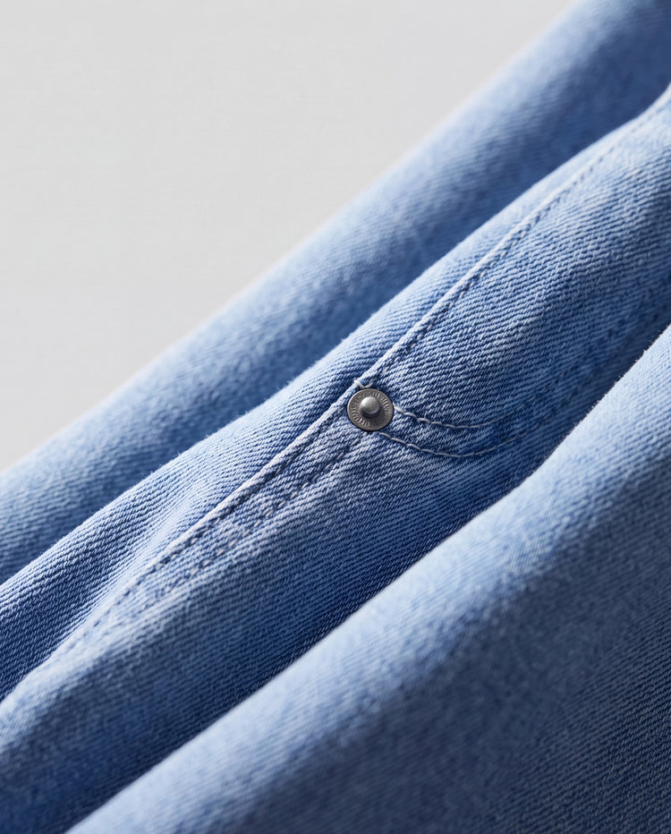 Kids Elastic Waist Denim Pants Soft Stretch Comfortable Everyday Jeans with Pockets Light Blue