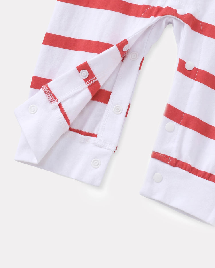 Mono para bebé niño/niña, 95 % algodón, manga larga, estampado de letras, corazones, estrellas y rayas, color rojo