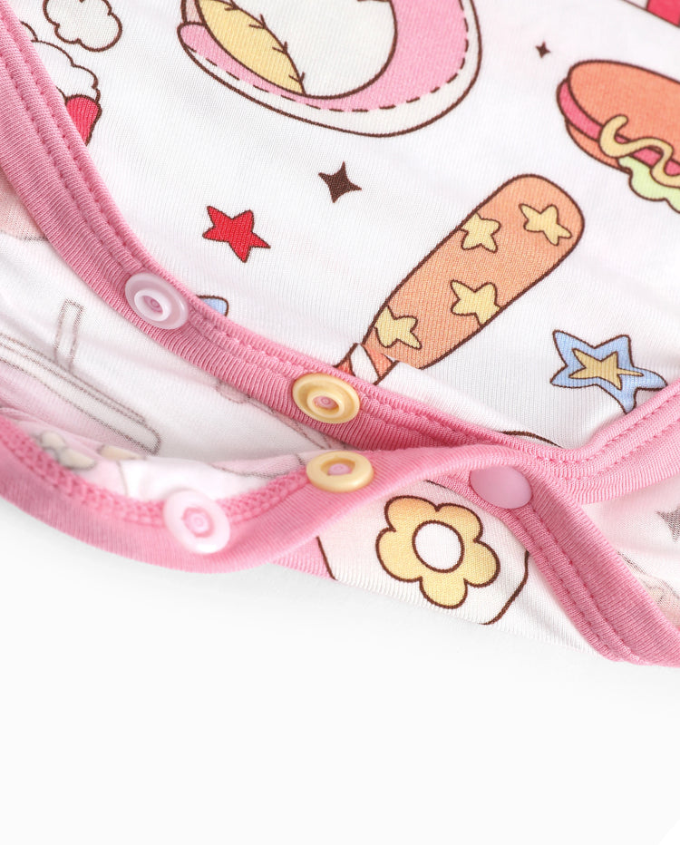 Bamboo Baby Boy/Girl 1pc Allover Print  Bodysuits  Pink