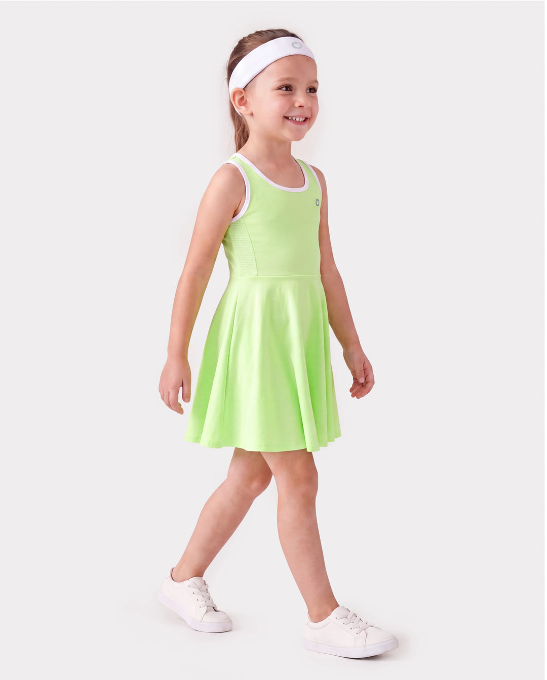 PatPat Rapidair Activewear™ Tenniskleid für Mädchen mit Stirnband und Shorts aus Bambusviskose mit Taschen grün
