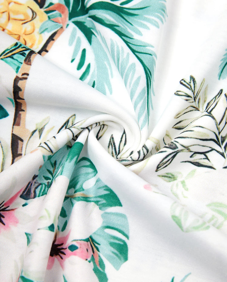 Conjuntos con estampado tropical para papá e hijo, conjunto de camiseta de algodón para papá e hijos Verde