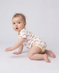 Ensemble de 2 barboteuses unies et imprimées en bambou pour bébé garçon/fille, jaune