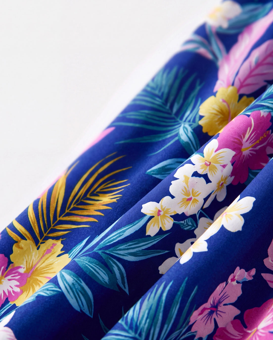 Tenues hawaïennes pour petite fille/enfant Robe à bretelles imprimé floral tropical pour les vacances Bleu profond