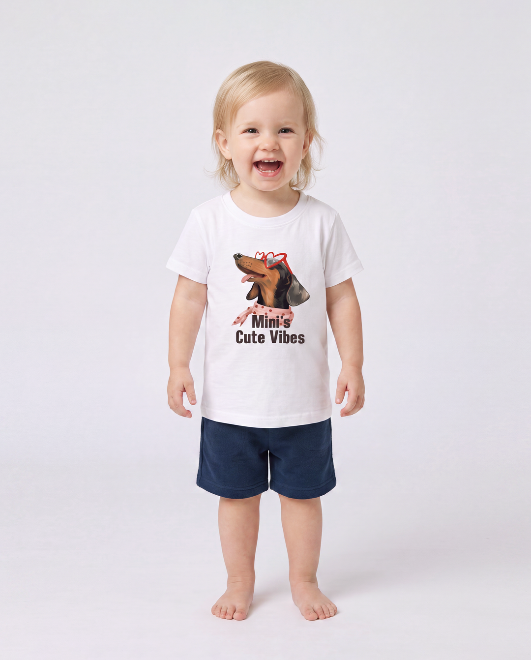 Mommy and Me Dachshund Graphic Tees "Mom's Cool Vibes" Matching Cotton Doggy Print T-Shirt White