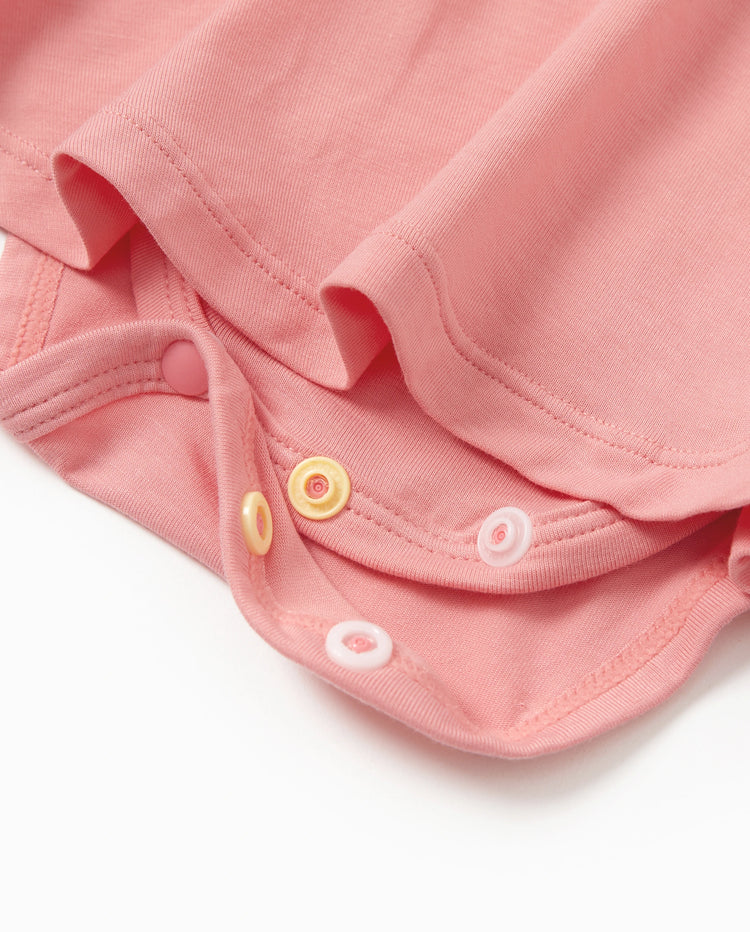 Conjunto de 3 piezas de mameluco de bambú para niña, color liso, rosa