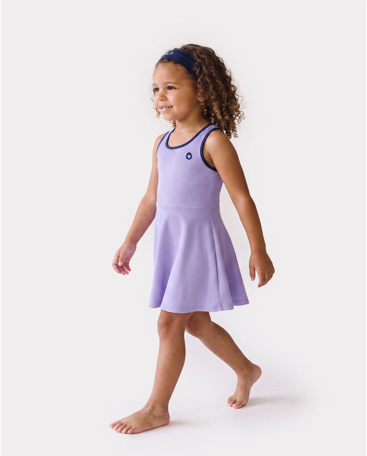 Vestido de tenis PatPat Rapidair Activewear para niña con diadema y pantalones cortos de viscosa de bambú con bolsillos en morado claro